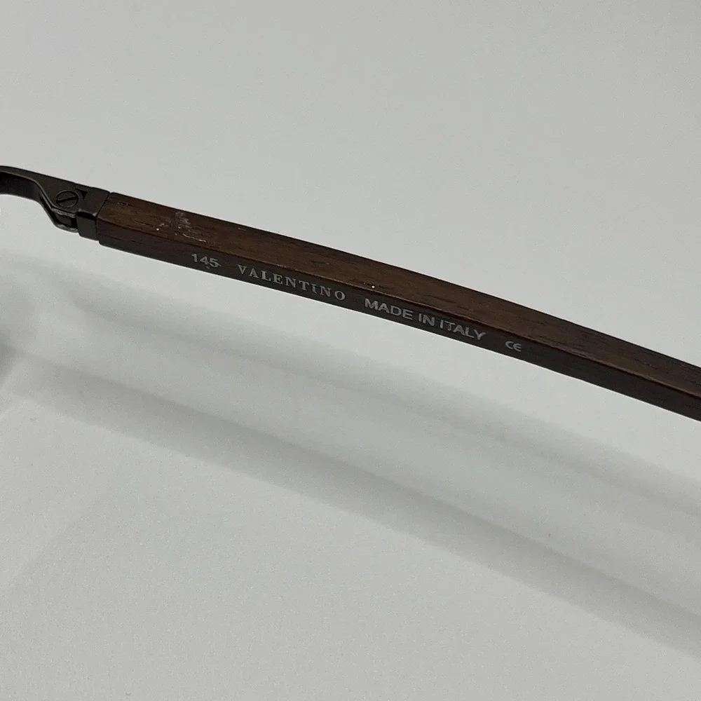 Valentino Eyeglasses 1153 Brown/Wood 0ZR8‎ 145 4/6 53-18 W Y2K Metal Frame Bratz